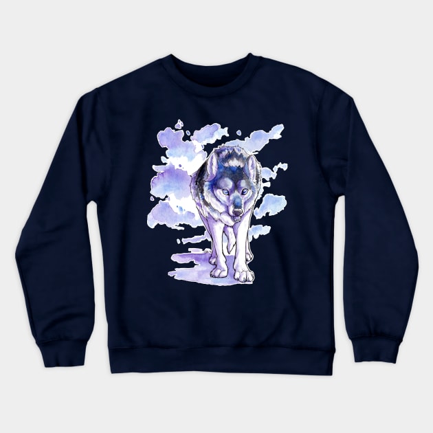 Stalking Wolf Crewneck Sweatshirt by TaksArt